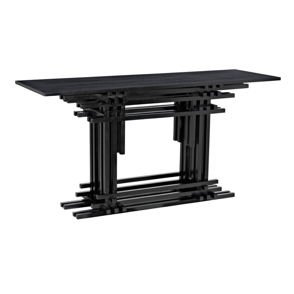Noir Loyd Console Table - Hand Rubbed Black Mahogany, Timeless Design for Entryway & Living Room Use GCON339HB