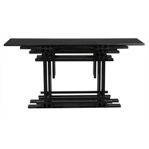 Noir Loyd Console Table - Hand Rubbed Black Mahogany, Timeless Design for Entryway & Living Room Use GCON339HB
