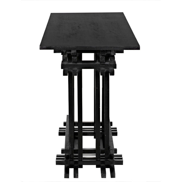 Noir Loyd Console Table - Hand Rubbed Black Mahogany, Timeless Design for Entryway & Living Room Use GCON339HB