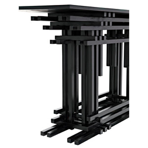 Noir Loyd Console Table - Hand Rubbed Black Mahogany, Timeless Design for Entryway & Living Room Use GCON339HB