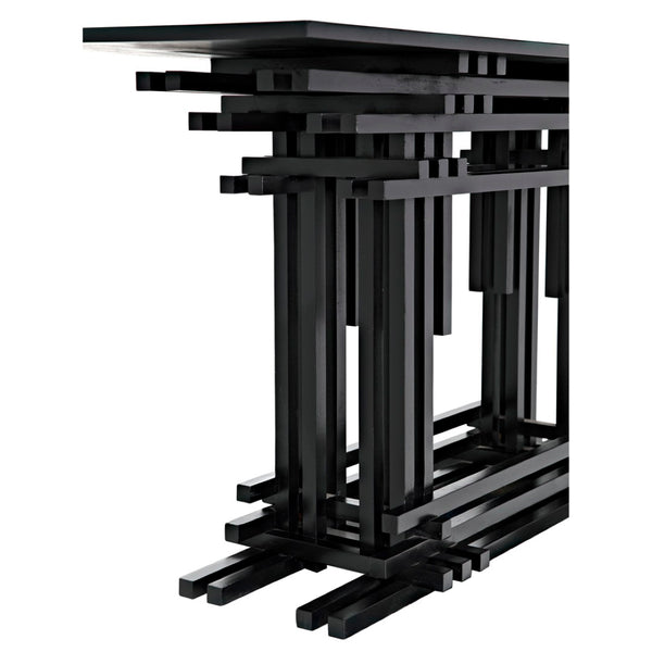 Noir Loyd Console Table - Hand Rubbed Black Mahogany, Timeless Design for Entryway & Living Room Use GCON339HB