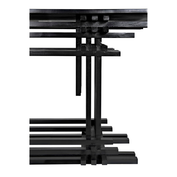 Noir Loyd Console Table - Hand Rubbed Black Mahogany, Timeless Design for Entryway & Living Room Use GCON339HB