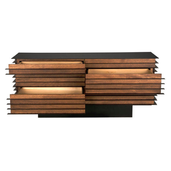 Noir Elevation Sideboard - Dark Walnut & Iron - Stylish Storage for Modern Living & Dining Spaces GCON347DW
