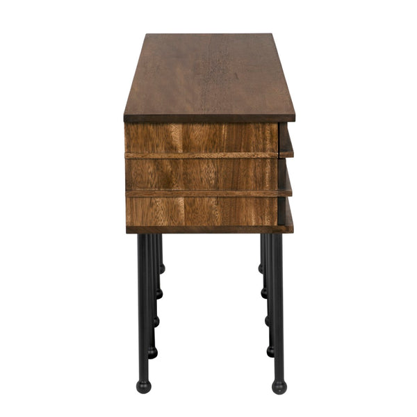 Noir Oliver Console Table - Stylish Entryway Furniture with Industrial Design and Solid Walnut Accents Dark Walnut with Matte Black Base GCON355DW