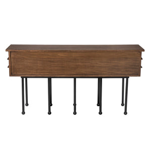 Noir Oliver Console Table - Stylish Entryway Furniture with Industrial Design and Solid Walnut Accents Dark Walnut with Matte Black Base GCON355DW