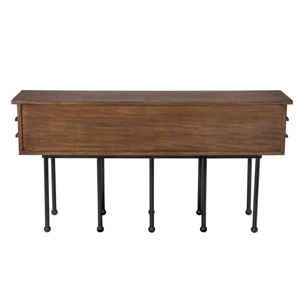 Noir Oliver Console Table - Stylish Entryway Furniture with Industrial Design and Solid Walnut Accents Dark Walnut with Matte Black Base GCON355DW