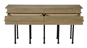 Noir Oliver Console Table - Stylish Entryway Furniture with Industrial Design and Solid Walnut Accents Washed Walnut with Matte Black Base GCON355WAW