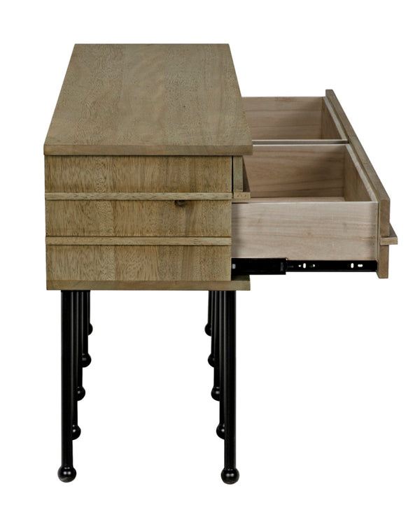 Noir Oliver Console Table - Stylish Entryway Furniture with Industrial Design and Solid Walnut Accents Washed Walnut with Matte Black Base GCON355WAW