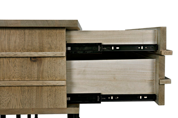 Noir Oliver Console Table - Stylish Entryway Furniture with Industrial Design and Solid Walnut Accents Washed Walnut with Matte Black Base GCON355WAW