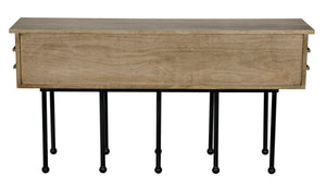 Noir Oliver Console Table - Stylish Entryway Furniture with Industrial Design and Solid Walnut Accents Washed Walnut with Matte Black Base GCON355WAW