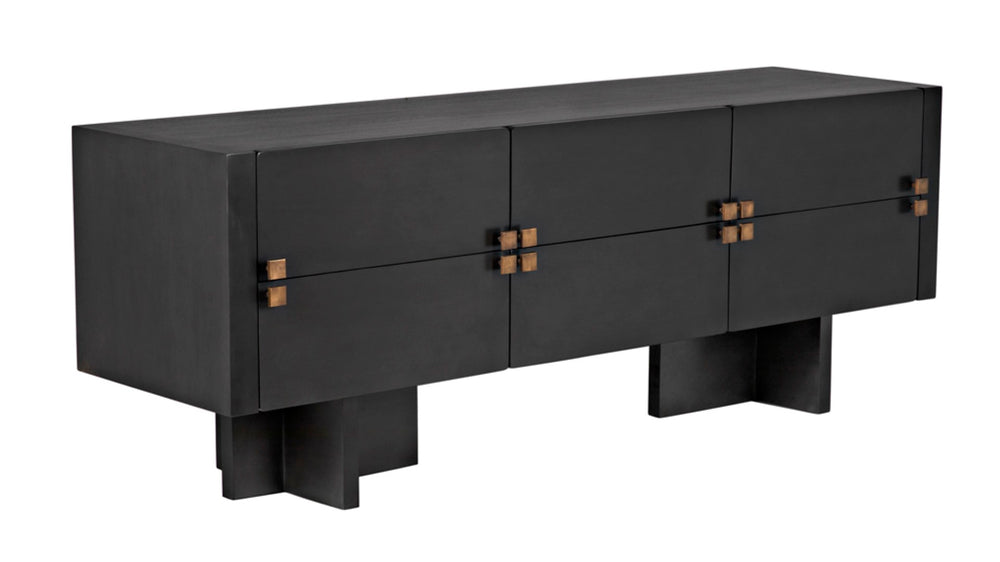 Noir Amidala Sideboard - Handcrafted Mahogany Buffet with Brass Accents for Elegant Storage Solutions Two Tone Pale GCON365P