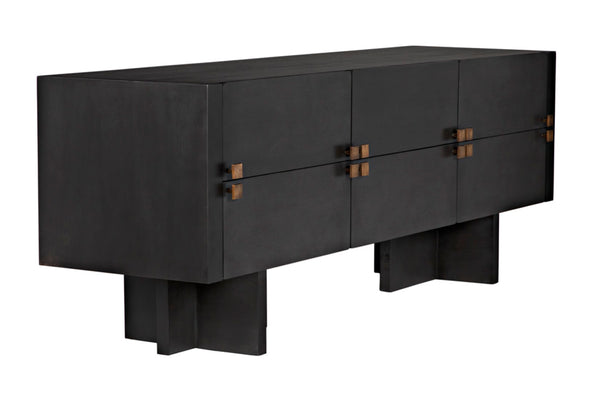 Noir Amidala Sideboard - Handcrafted Mahogany Buffet with Brass Accents for Elegant Storage Solutions Two Tone Pale GCON365P
