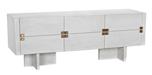 Noir Amidala Sideboard - Handcrafted Mahogany Buffet with Brass Accents for Elegant Storage Solutions White Wash GCON365WH