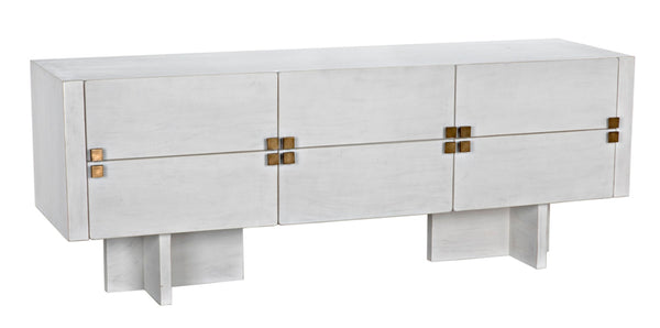 Noir Amidala Sideboard - Handcrafted Mahogany Buffet with Brass Accents for Elegant Storage Solutions White Wash GCON365WH