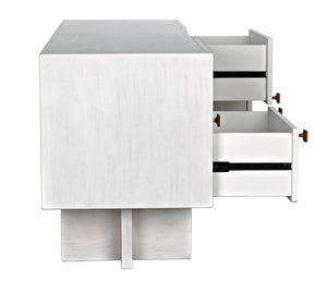 Noir Amidala Sideboard - Handcrafted Mahogany Buffet with Brass Accents for Elegant Storage Solutions White Wash GCON365WH