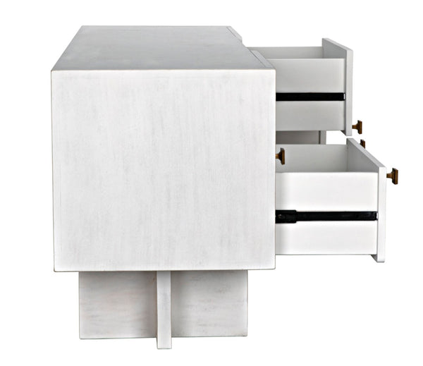 Noir Amidala Sideboard - Handcrafted Mahogany Buffet with Brass Accents for Elegant Storage Solutions White Wash GCON365WH