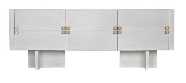 Noir Amidala Sideboard - Handcrafted Mahogany Buffet with Brass Accents for Elegant Storage Solutions White Wash GCON365WH