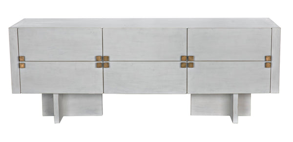 Noir Amidala Sideboard - Handcrafted Mahogany Buffet with Brass Accents for Elegant Storage Solutions White Wash GCON365WH