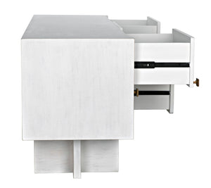 Noir Amidala Sideboard - Handcrafted Mahogany Buffet with Brass Accents for Elegant Storage Solutions White Wash GCON365WH