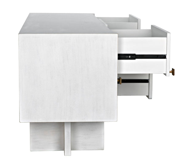 Noir Amidala Sideboard - Handcrafted Mahogany Buffet with Brass Accents for Elegant Storage Solutions White Wash GCON365WH