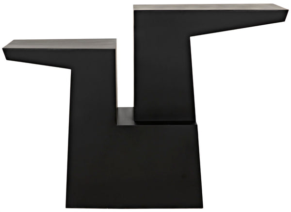 Noir Jazz Console Table - Handcrafted Matte Black Iron Design for Modern Entryway & Living Space Elegance GCON369MTB
