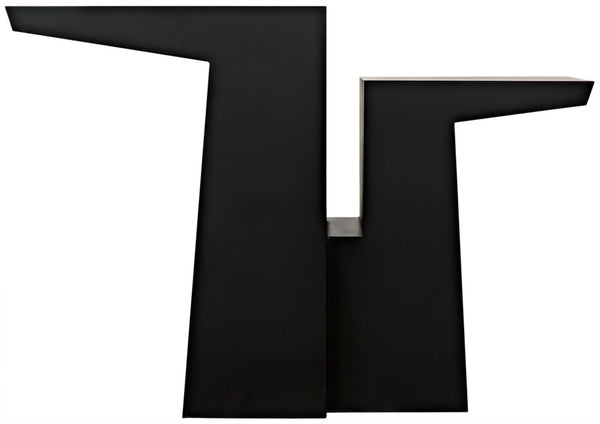 Noir Jazz Console Table - Handcrafted Matte Black Iron Design for Modern Entryway & Living Space Elegance GCON369MTB