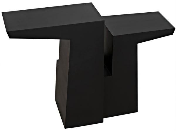 Noir Jazz Console Table - Handcrafted Matte Black Iron Design for Modern Entryway & Living Space Elegance GCON369MTB