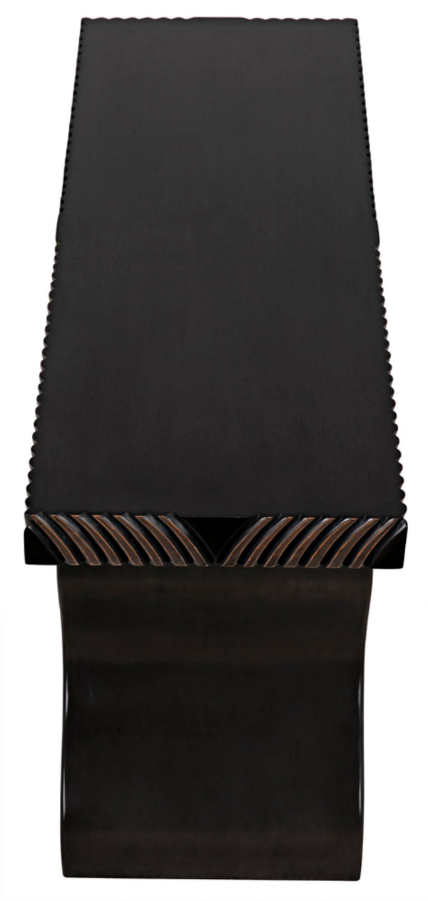 Noir Ray Console Table – Hand-Carved Mahogany with Pale Finish, Sculptural Design for Modern Interiors GCON370P