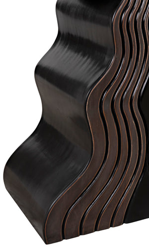 Noir Ray Console Table – Hand-Carved Mahogany with Pale Finish, Sculptural Design for Modern Interiors GCON370P