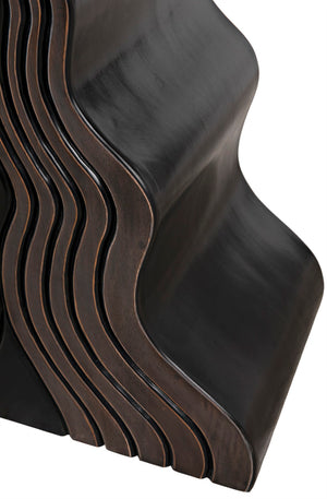 Noir Ray Console Table – Hand-Carved Mahogany with Pale Finish, Sculptural Design for Modern Interiors GCON370P