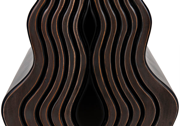 Noir Ray Console Table – Hand-Carved Mahogany with Pale Finish, Sculptural Design for Modern Interiors GCON370P