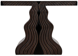 Noir Ray Console Table – Hand-Carved Mahogany with Pale Finish, Sculptural Design for Modern Interiors GCON370P