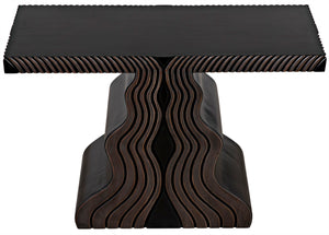 Noir Ray Console Table – Hand-Carved Mahogany with Pale Finish, Sculptural Design for Modern Interiors GCON370P