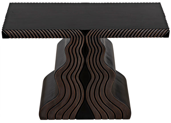 Noir Ray Console Table – Hand-Carved Mahogany with Pale Finish, Sculptural Design for Modern Interiors GCON370P