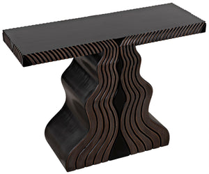 Noir Ray Console Table – Hand-Carved Mahogany with Pale Finish, Sculptural Design for Modern Interiors GCON370P