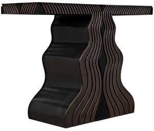 Noir Ray Console Table – Hand-Carved Mahogany with Pale Finish, Sculptural Design for Modern Interiors GCON370P