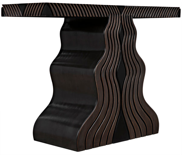 Noir Ray Console Table – Hand-Carved Mahogany with Pale Finish, Sculptural Design for Modern Interiors GCON370P