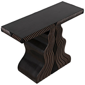 Noir Ray Console Table – Hand-Carved Mahogany with Pale Finish, Sculptural Design for Modern Interiors GCON370P