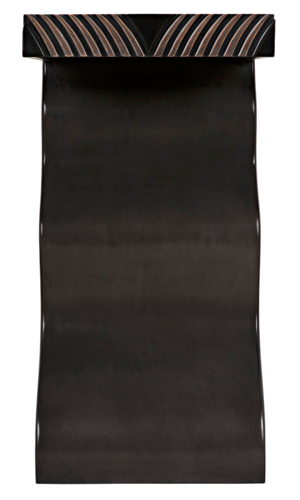 Noir Ray Console Table – Hand-Carved Mahogany with Pale Finish, Sculptural Design for Modern Interiors GCON370P