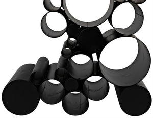 Noir Paradox Console Table: Modern Black Iron Frame with Glass Top for Eclectic Living Spaces & Entryways GCON371MTB