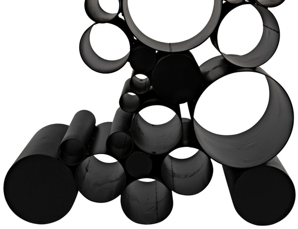 Noir Paradox Console Table: Modern Black Iron Frame with Glass Top for Eclectic Living Spaces & Entryways GCON371MTB