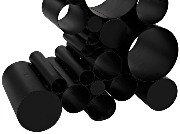 Noir Paradox Console Table: Modern Black Iron Frame with Glass Top for Eclectic Living Spaces & Entryways GCON371MTB