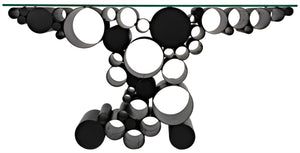 Noir Paradox Console Table: Modern Black Iron Frame with Glass Top for Eclectic Living Spaces & Entryways GCON371MTB