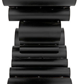 Noir Paradox Console Table: Modern Black Iron Frame with Glass Top for Eclectic Living Spaces & Entryways GCON371MTB