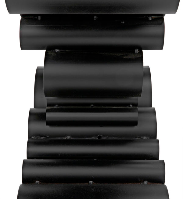 Noir Paradox Console Table: Modern Black Iron Frame with Glass Top for Eclectic Living Spaces & Entryways GCON371MTB