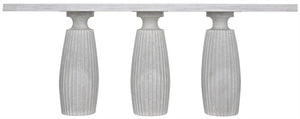 Noir Evelyn Console Table - Elegant White Wash Finish, Fluted Pillar Design, Durable Mahogany Craftsmanship GCON373WH