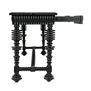 Noir Portuguese Console Table - Elegant Mahogany Design with Antique Brass Pulls for Timeless Decor Hand Rubbed Black GCON376HB