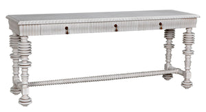 Noir Portuguese Console Table - Elegant Mahogany Design with Antique Brass Pulls for Timeless Decor White Wash GCON376WH