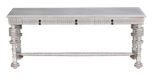 Noir Portuguese Console Table - Elegant Mahogany Design with Antique Brass Pulls for Timeless Decor White Wash GCON376WH