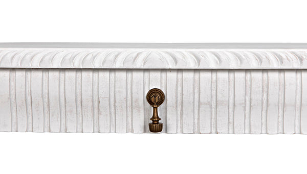 Noir Portuguese Console Table - Elegant Mahogany Design with Antique Brass Pulls for Timeless Decor White Wash GCON376WH